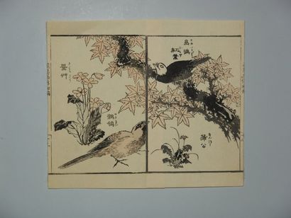null Quatre estampes de Taito, série des 100 oiseaux.Vers 1820.