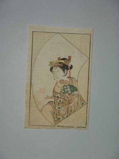null Estampe de Buncho, l'acteur Segawa Kikujuro tient un masque.Vers 1778.