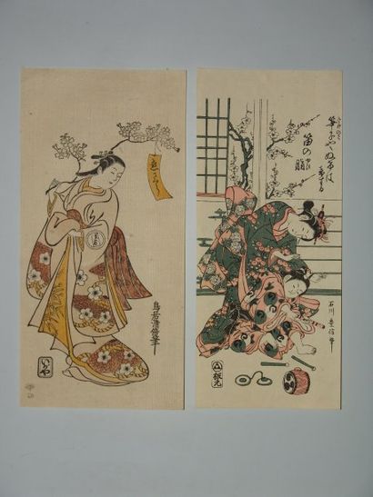 null Deux estampes de Toyoharu et Kiyomasu, à sujet de femmes.Vers 1900.