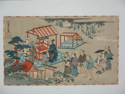 null Deux estampes de Toyokuni I et Hoku, à sujet de femmes.Vers 1820.