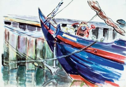 Philippe DAUCHEZ (1900 ? 1984), Peintre de la Marine « Ancre, étrave et guindeau...