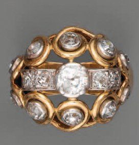 null BAGUE boule 1940, en or, platine et diamants