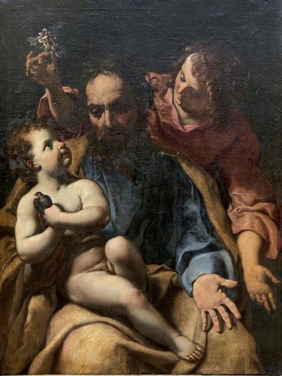 Attribué à Alessandro TIARINI (1577 - 1668) « Saint Joseph, l'Enfant Jésus et un...