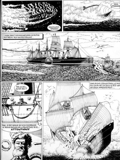 DEVOS. (1924-1992). « L'inspiration. Jules Verne ». Encre de Chine noire pour la...