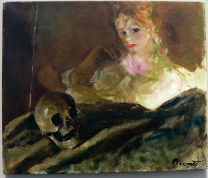 BRENOT Pierre-Laurent. (1913-1998) « Vanité ». Huile sur toile, signée en bas à droite....