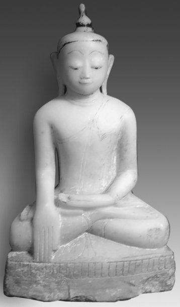null Statue représentant Bouddha en position de prise de la terre à témoin. Birmanie,...