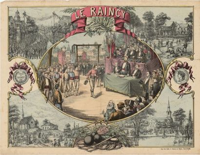 null LE RAINCY
1 affiche 70x160cm et deux gravures 50x70cm
Circa 1880