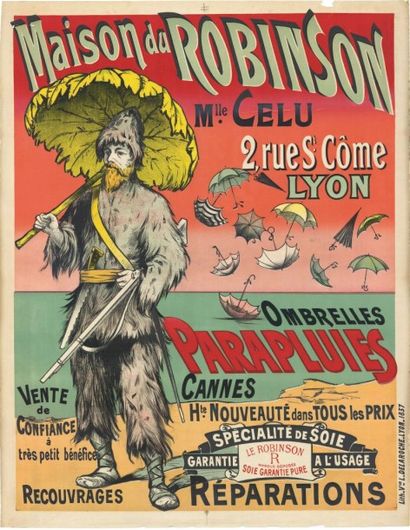 null MAISON ROBINSON 1910
Ombrelles, parapluies.
Affiche roulée en bon état
100x...