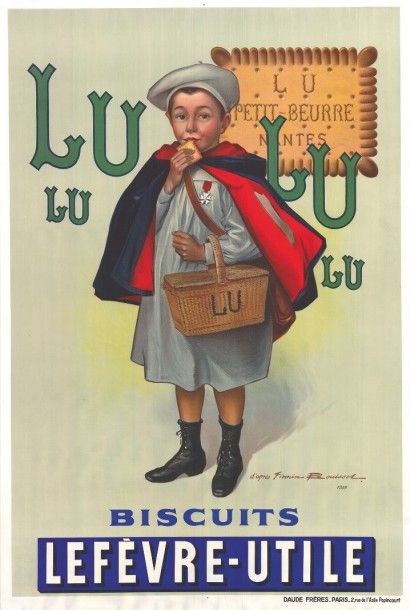 null BISCUITS LU FIRMIN BOUISSET - 1897
Affiche entoilée en très bon état,
120x160,...