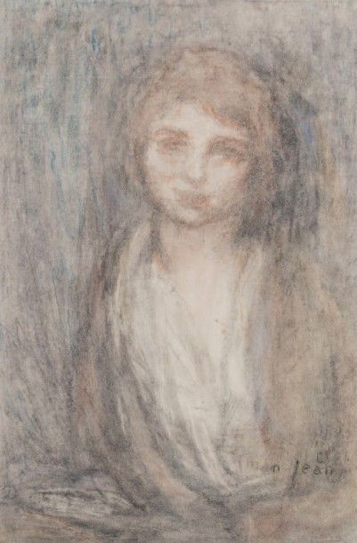 Edmond AMAN-JEAN (1860-1936) Portrait de femme en bustePastel, signé en bas à droite52...