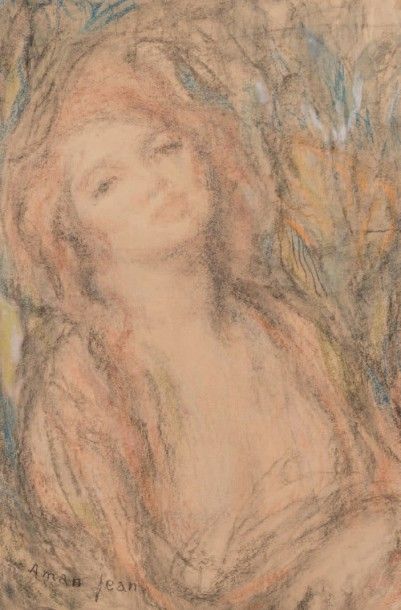 Edmond AMAN-JEAN (1860-1936) Portrait de femme en bustePastel, signé en bas à gauche55...