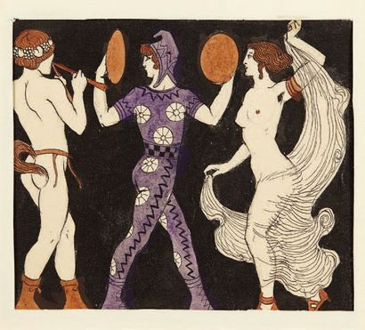 Georges BARBIER (1882-1932) Les Trois danseurs
Encre de Chine et Aquarelle sur papier
18...
