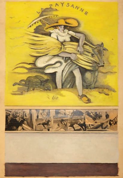Georges LEPAPE (1887-1971) La Paysanne
Fusain et huile sur papier roulé
118 x 80...