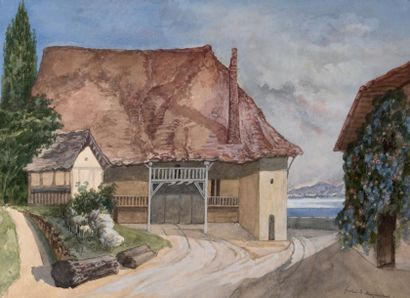 Gustave de MAUPASSANT (1821-1899) Maison en Normandie de l'écrivain
Aquarelle, signée...