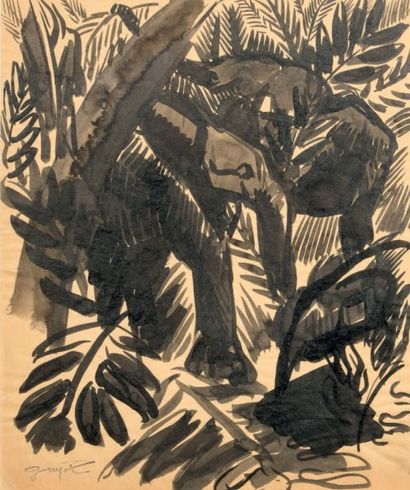 Georges Lucien GUYOT (1885-1973) Eléphant
Aquarelle, signée en bas à gauche
25 x...