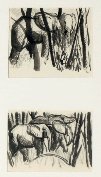 Georges Lucien GUYOT (1885-1973) Etude d'éléphants
Aquarelle et crayon
16 x 22 c...