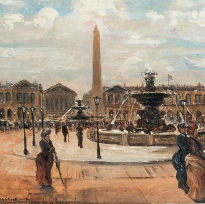 Carlo BRANCACCIO (1861-1920) Place de la Concorde
Huile marouflée sur carton, signée...