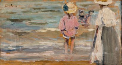 Jacques DRESA (1869-1929) Scène de plage
Huile sur panneau, signée en haut à gauche
10...