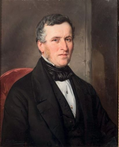 Eugène DEVERIA (1808-1865) Paire de portraits de Monsieur et Madame SAURE Huile sur...