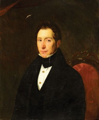 ÉCOLE FRANÇAISE, vers 1820 Portrait d'homme en redingote
Huile sur toile 73 x 59,5...