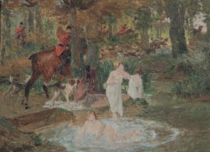Alphonse GAUDEFROY (1845-1936) Scène de chasse
Huile sur panneau
29 x 24 cm