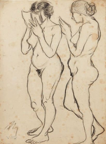 Rupert CARABIN (1862-1932) Etude de deux femmes nues
Fusain sur papier
Cachet de...