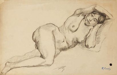 Rupert CARABIN (1862-1932) Femme allongée
Fusain sur papier
Cachet en bas à droite...