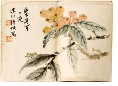 CHINE - XXe siècle 
Album de dix peintures, encre et couleurs sur papier, représentant...