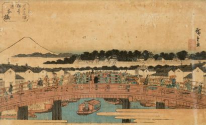 Utagawa Hiroshige (1797-1858) Deux oban yoko-e de deux différentes séries “Edo meisho”,...