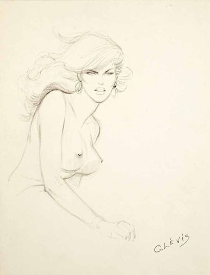 G. LÉVIS (SIDOBRE) «Jeune femme nue»
Dessin à la mine de plomb sur papier dessin...