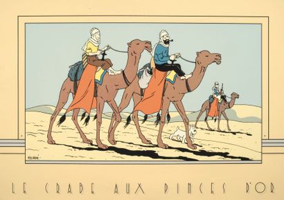 HERGÉ «Tintin et Haddock sur les chameaux». Sérigraphie.
Sérigraphie Archives Internationales,...