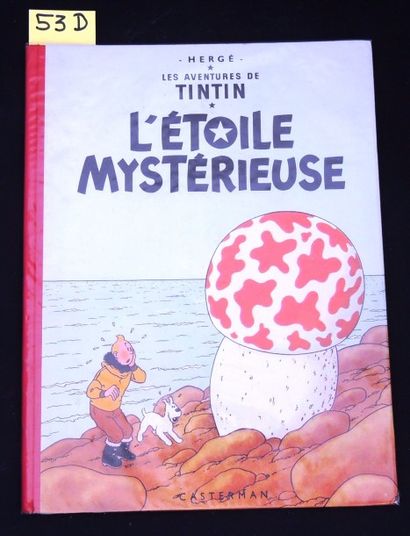 HERGÉ «L'Etoile mystérieuse»
Casterman 1954, 4e plat B11, dos rouge. Exemplaire très...