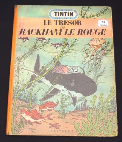 HERGÉ «Le Trésor de Rackham Le Rouge»
Tintin. Editions Casterman 1952, 4e plat B7,...