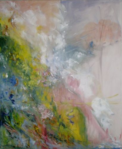 LAHLIL Sophia Paysage / Huile sur toile / Signé dos / 81 x 61 cm