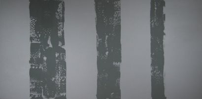 LOUSTAUNAU Pierre 3 bandes noires / Acrylique sur toile / Signé sur le chant en bas...