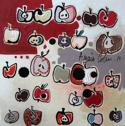 COLIN Anaïs Les pommes de Lulu / Encre de Chine et acrylique sur carton / SMD / 14...