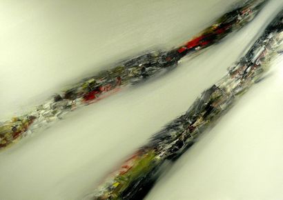 BELLEVAL Eric Réseau / Technique mixte sur toile / Signé dos / 65 x 92 cm