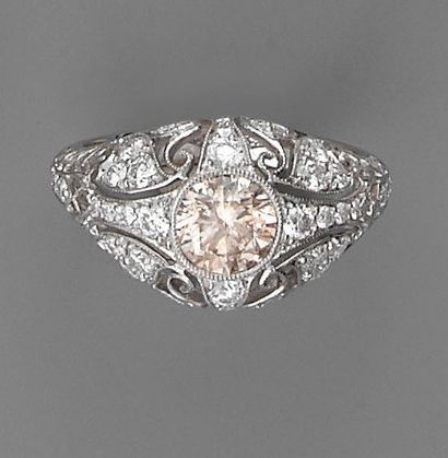 null Bague jonc, en or ajouré, et diamant (1 ct )