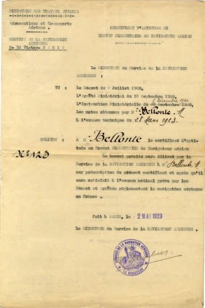 null FONDS D'ARCHIVES.
Fonds d'archives de Maurice Bellonte regroupant des lettres,...