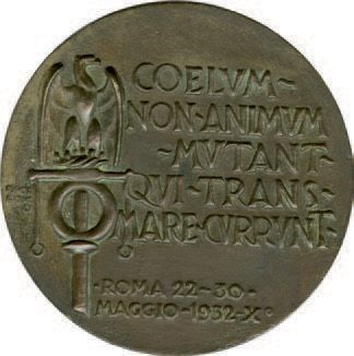 null MEDAILLE ROME 1932. CONGRÈS INTERNATIONAL DES AVIATEURS TRANSOCÉANIQUES Médaille...