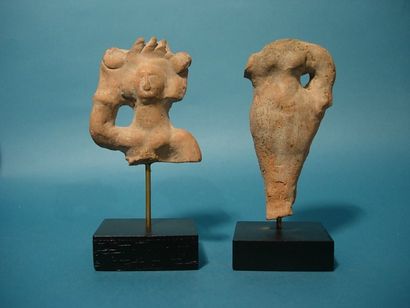 null BAJAUR (Ier millénaire av. J.C.) Deux fragments de statuettes de déesses-mères....