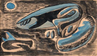 Leopold SURVAGE (1879-1968) 
Main-soleil, 1935
AquarelleSignée du monogramme, datée...