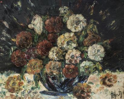 HENRY D'ANTY (1910/1998) 
Bouquet de fleurs. Huile sur toile.
Signée en bas à droite.90...