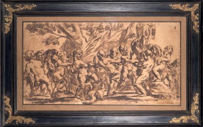 Giovai Battista BEINASCHI (1631-1688) 
Ronde de putti
Plume et encre brune, lavis...