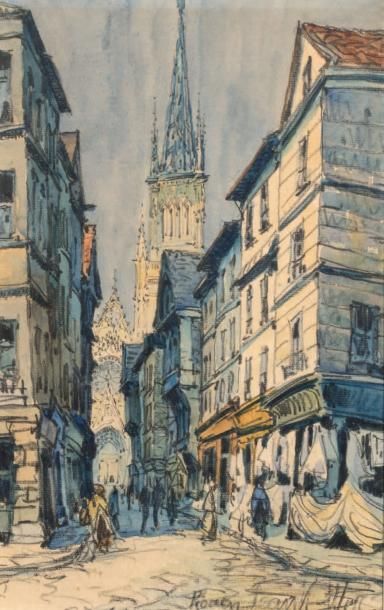 FRANK-WILL (1900-1951) 
Vue de Rouen Aquarelle Signée en bas à droite et située
35...
