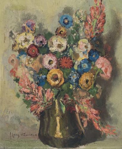José CRUZ HERRERA (1890-1972) 
Bouquet de fleurs
Huile sur isorel, signée en bas...