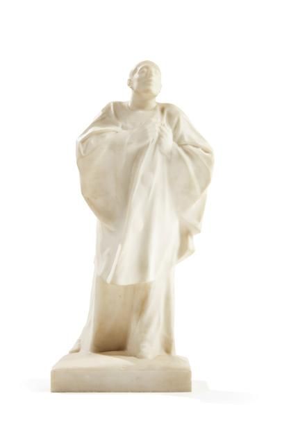 André César VERMARE (1869-1949) Sculpture en taille directe sur marbre de Carrare...