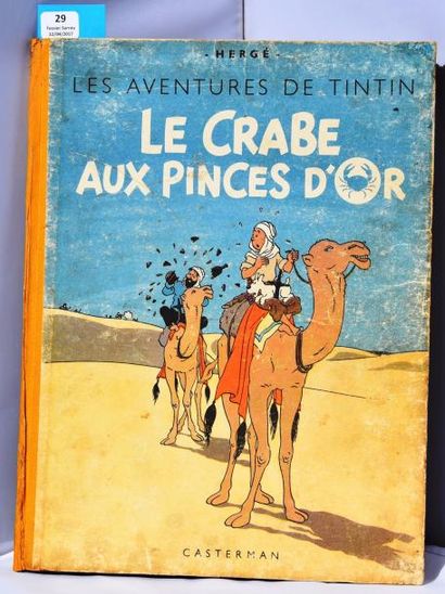 null «Le Crabe aux Pinces d'Or».
Casterman 1945, dos jaune, 4e plat A23 bis. Titre...