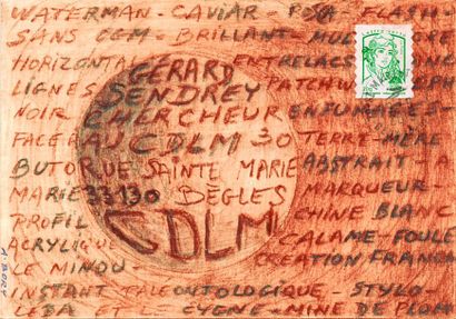 BORY Alain 
Sans titre
Enveloppe Mail-Art
Technique mixte sur papier
Signé à la verticale...