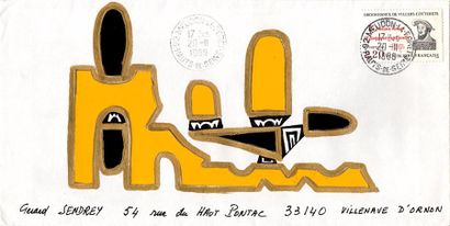 PAUZIÉ Alain 
Sans titre
Enveloppe Mail-Art
Technique mixte et collage sur papier
11...